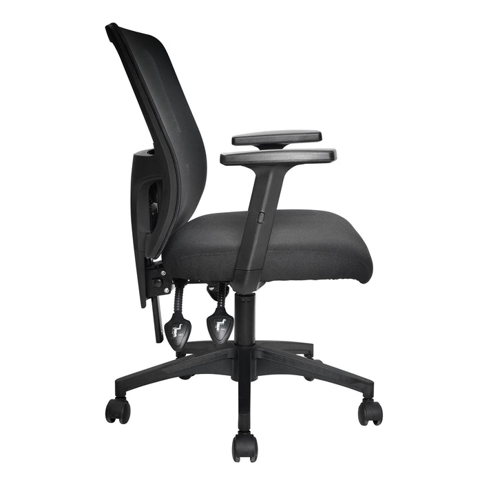 Barri – Medium Back 3 Lever Mesh Task Chair with Fabric Seat, Height Adjustable Arms, Height Adjustable Back and independent Back Angle Adjustment – Black