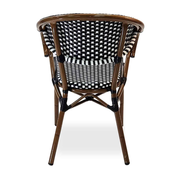 Bistro style armchair with bamboo effect aluminium frame