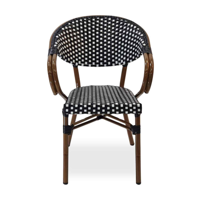 Bistro style armchair with bamboo effect aluminium frame
