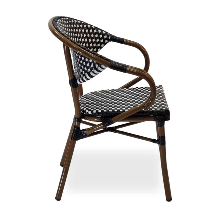 Bistro style armchair with bamboo effect aluminium frame