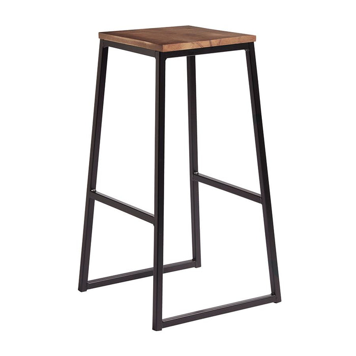 STYLE High Stool - Matt Black metal frame - Rustic Wooden Seat Pad