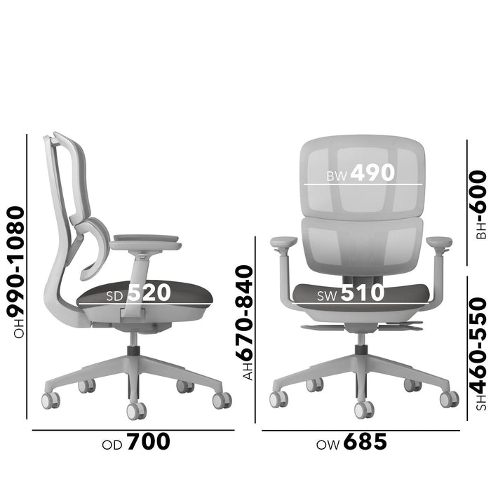 Shelby grey mesh back operator chair with grey fabric seat