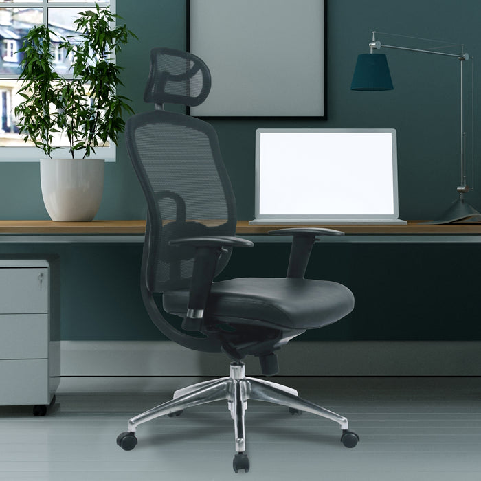 Liberty - High Back Mesh Synchronous Executive Armchair with Adjustable Headrest.