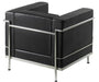 Belmont - Cubed Leather Reception One Seater Chair with Stainless Steel Frame.