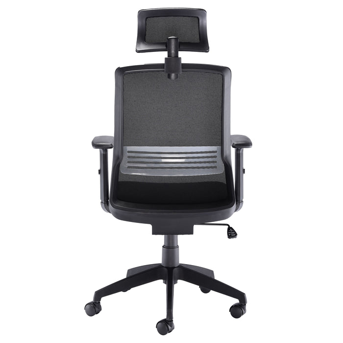 Denali High Back Chair with Headrest - Black Mesh.