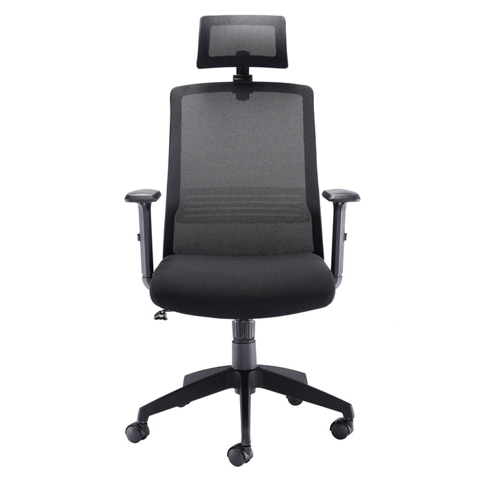 Denali High Back Chair with Headrest - Black Mesh.