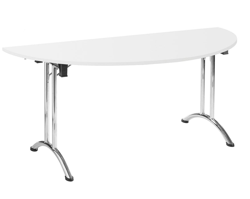 Versa Semi Circular Table – 1600mm Wide Modular Table with Folding Tubular Chrome Frame