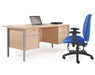 Maestro 25 - Straight Desk with 2 Drawer Pedestal - Silver Frame.