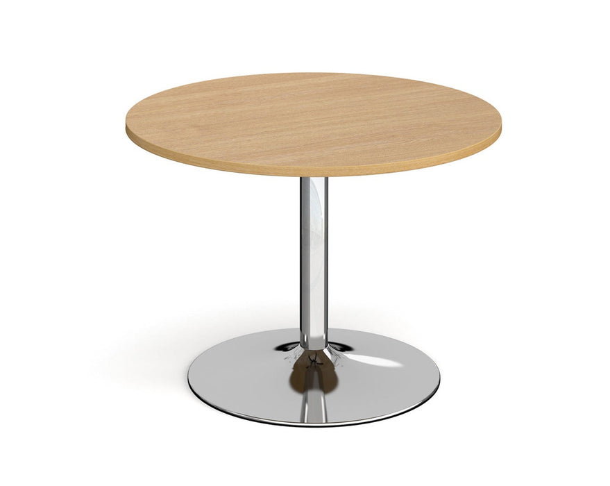 Trumpet Base - Circular Boardroom Table - Chrome Frame.