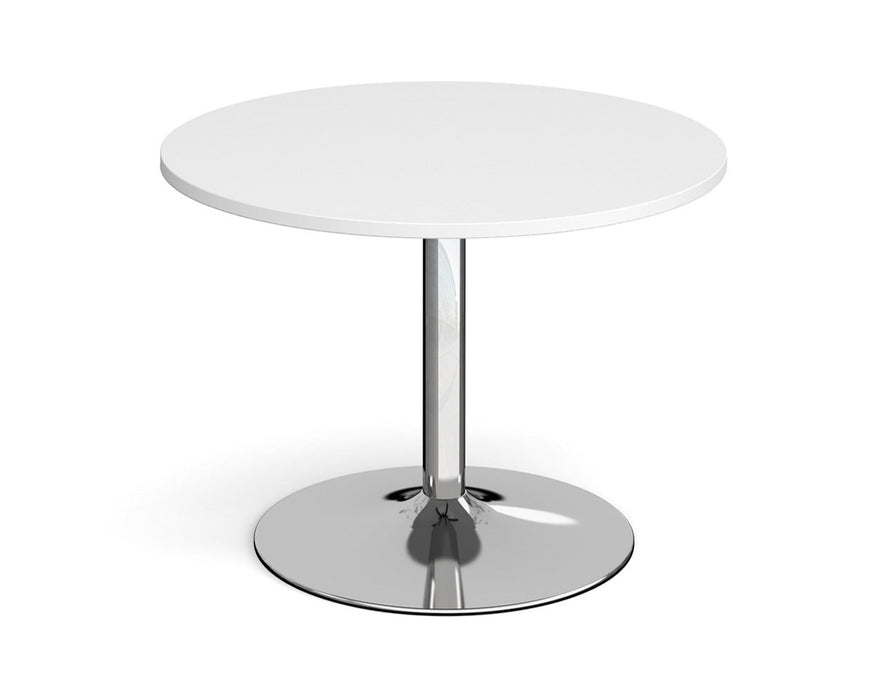 Trumpet Base - Circular Boardroom Table - Chrome Frame.