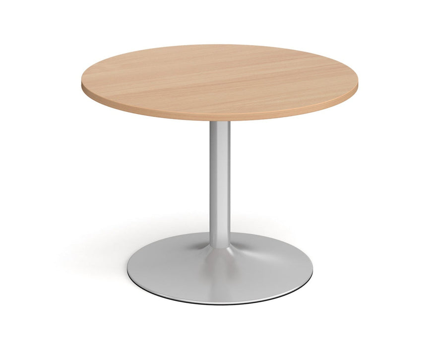 Trumpet Base - Circular Boardroom Table - Silver Frame.