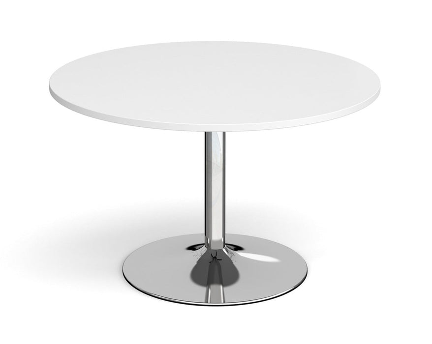 Trumpet Base - Circular Boardroom Table - Chrome Frame.