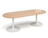 Trumpet Base - Radial End Boardroom Table - White Frame.