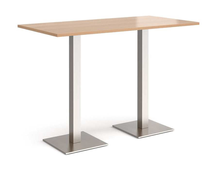 Brescia - Rectangular Poseur Table - Brushed Steel Base.