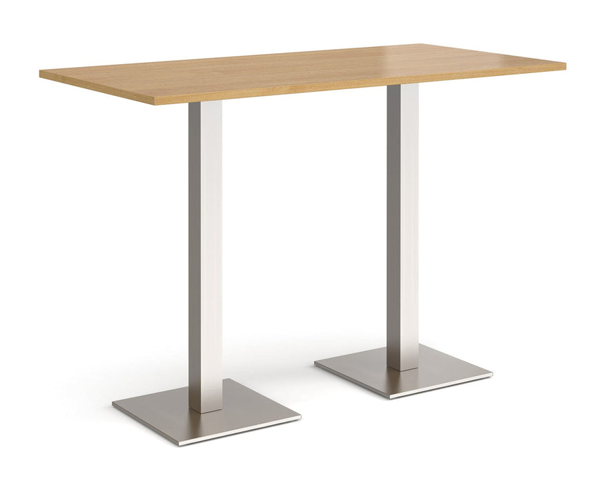 Brescia - Rectangular Poseur Table - Brushed Steel Base.