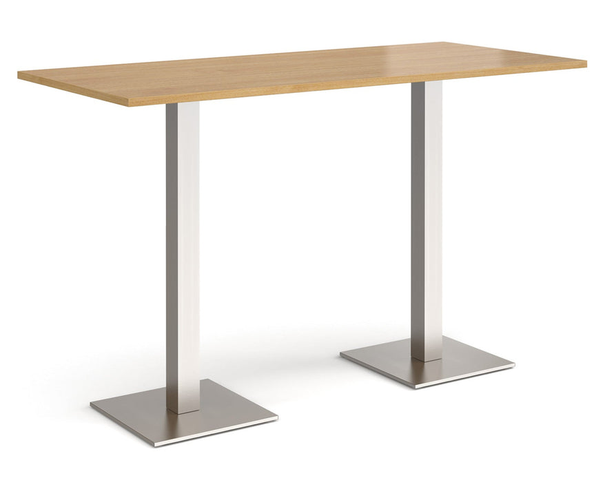 Brescia - Rectangular Poseur Table - Brushed Steel Base.