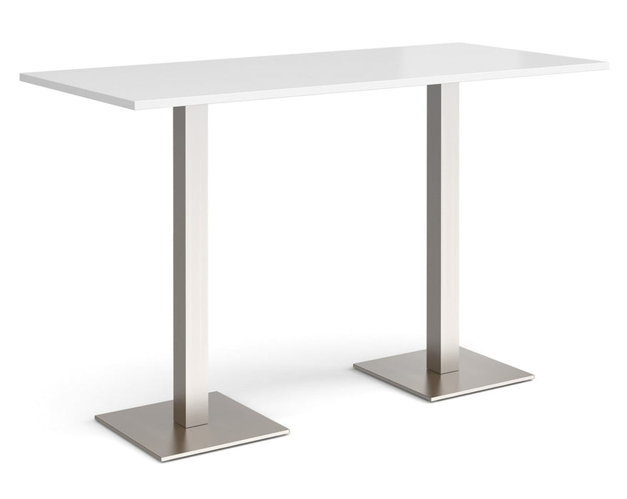 Brescia - Rectangular Poseur Table - Brushed Steel Base.