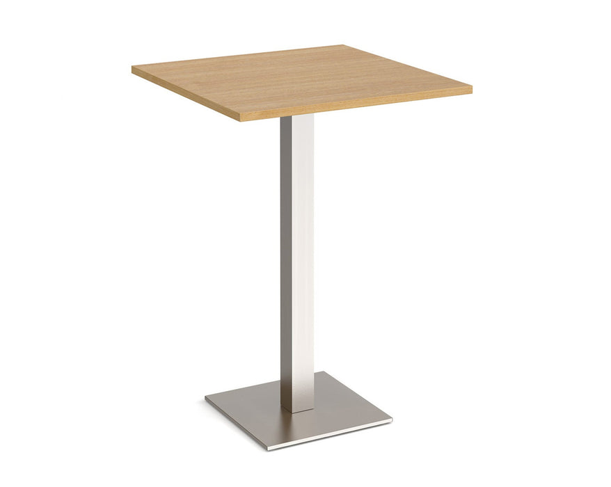 Brescia - Square Poseur Table - Brushed Steel Base.