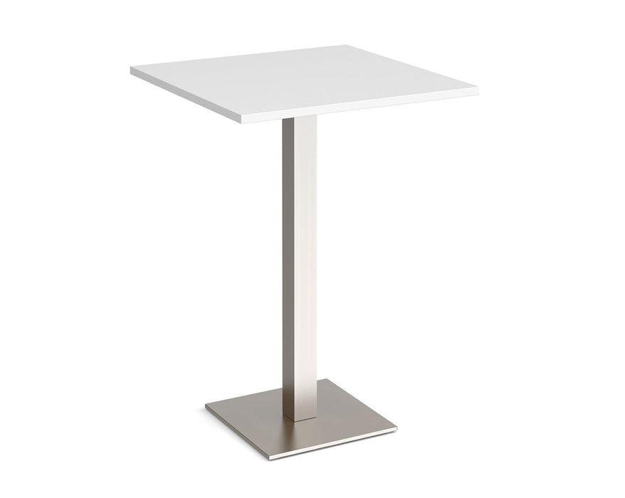 Brescia - Square Poseur Table - Brushed Steel Base.