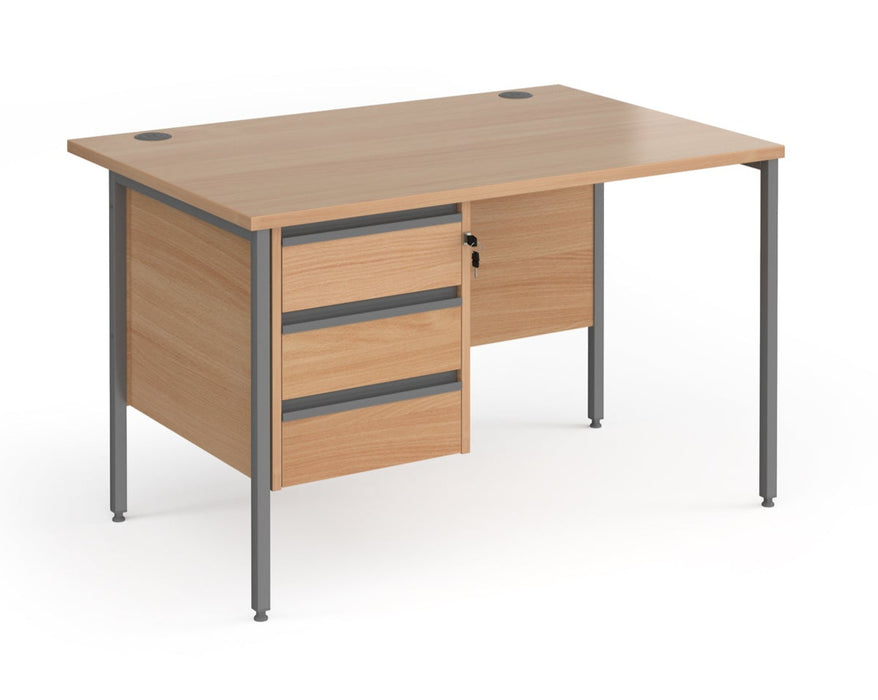 Contract 25 - Straight Desk with 3 Drawer Pedestal and Graphite H-Frame Leg.