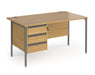 Contract 25 - Straight Desk with 3 Drawer Pedestal and Graphite H-Frame Leg.