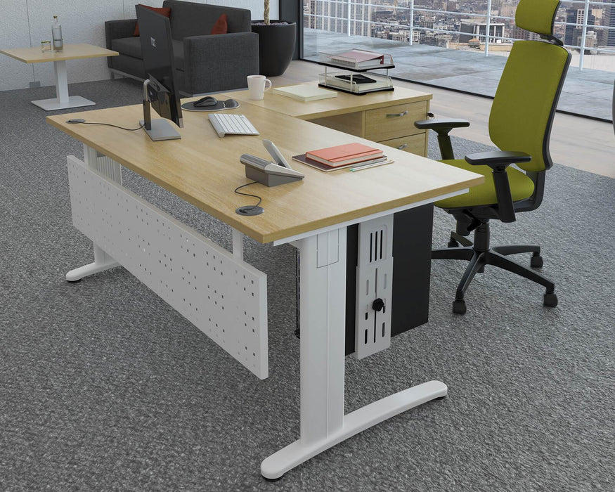 TR10 - Single Desk with Return - Silver Frame.