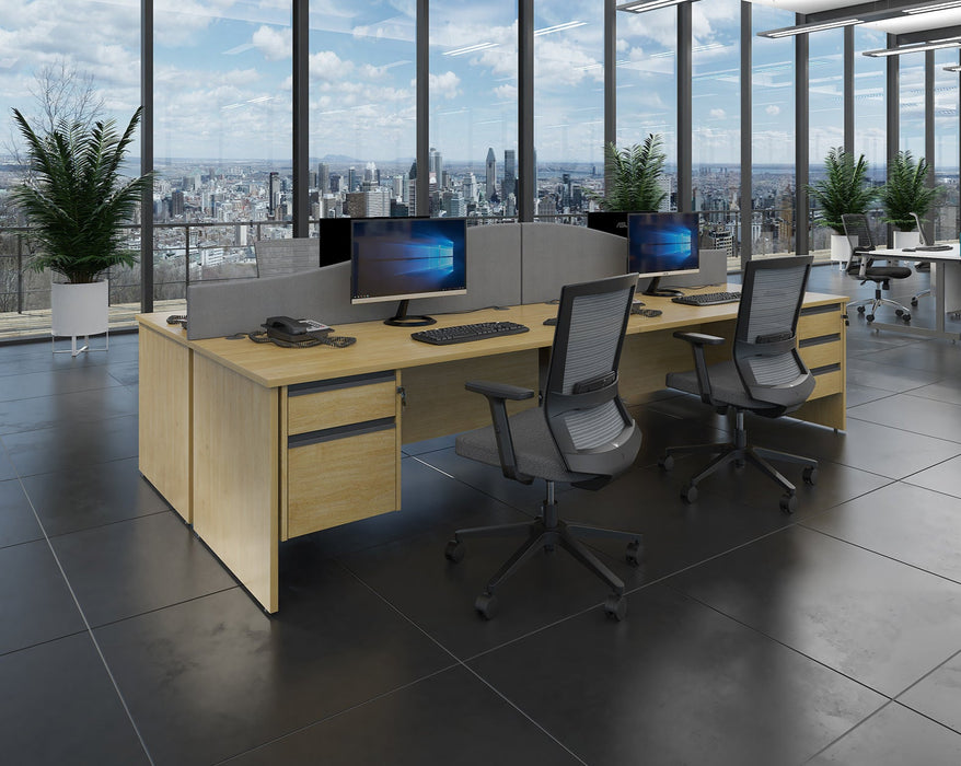 Contract 25 - Straight Desk with 2 Drawer Pedestal - Graphite Finger Pull Handles.