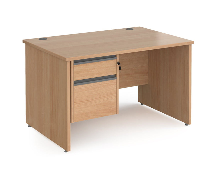 Contract 25 - Straight Desk with 2 Drawer Pedestal - Graphite Finger Pull Handles.