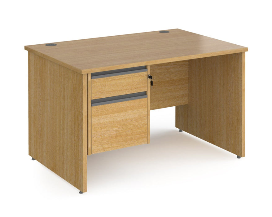 Contract 25 - Straight Desk with 2 Drawer Pedestal - Graphite Finger Pull Handles.