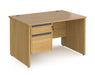 Contract 25 - Straight Desk with 2 Drawer Pedestal - Graphite Finger Pull Handles.