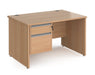 Contract 25 - Straight Desk with 2 Drawer Pedestal - Silver Finger Pull Handles.