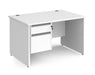 Contract 25 - Straight Desk with 2 Drawer Pedestal - Silver Finger Pull Handles.