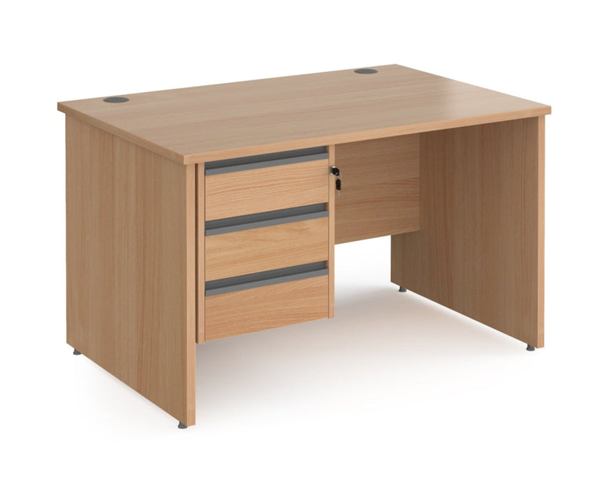 Contract 25 - Straight Desk with 3 Drawer Pedestal - Graphite Finger Pull Handles.