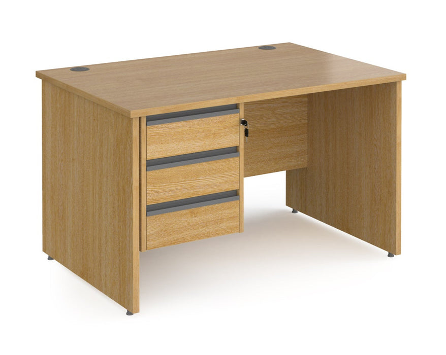 Contract 25 - Straight Desk with 3 Drawer Pedestal - Graphite Finger Pull Handles.