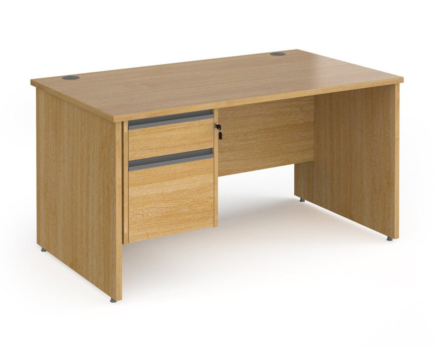 Contract 25 - Straight Desk with 2 Drawer Pedestal - Graphite Finger Pull Handles.