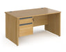 Contract 25 - Straight Desk with 2 Drawer Pedestal - Graphite Finger Pull Handles.