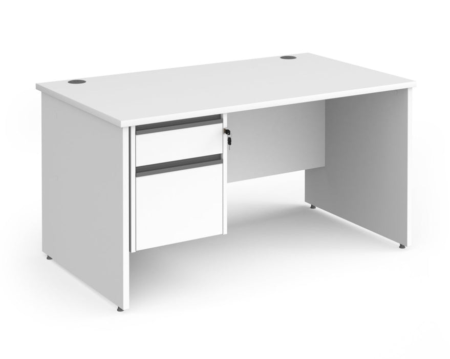 Contract 25 - Straight Desk with 2 Drawer Pedestal - Graphite Finger Pull Handles.