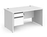 Contract 25 - Straight Desk with 2 Drawer Pedestal - Graphite Finger Pull Handles.