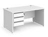 Contract 25 - Straight Desk with 3 Drawer Pedestal - Silver Finger Pull Handles.