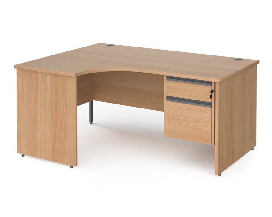 Contract 25 - Ergonomic Panel End Leg Desk with 2 Drawer Pedestal - Left Hand.