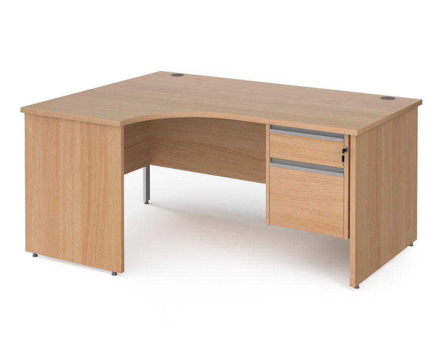 Contract 25 - Ergonomic Panel End Leg Desk with 2 Drawer Pedestal - Left Hand.