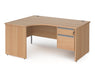 Contract 25 - Ergonomic Panel End Leg Desk with 2 Drawer Pedestal - Left Hand.