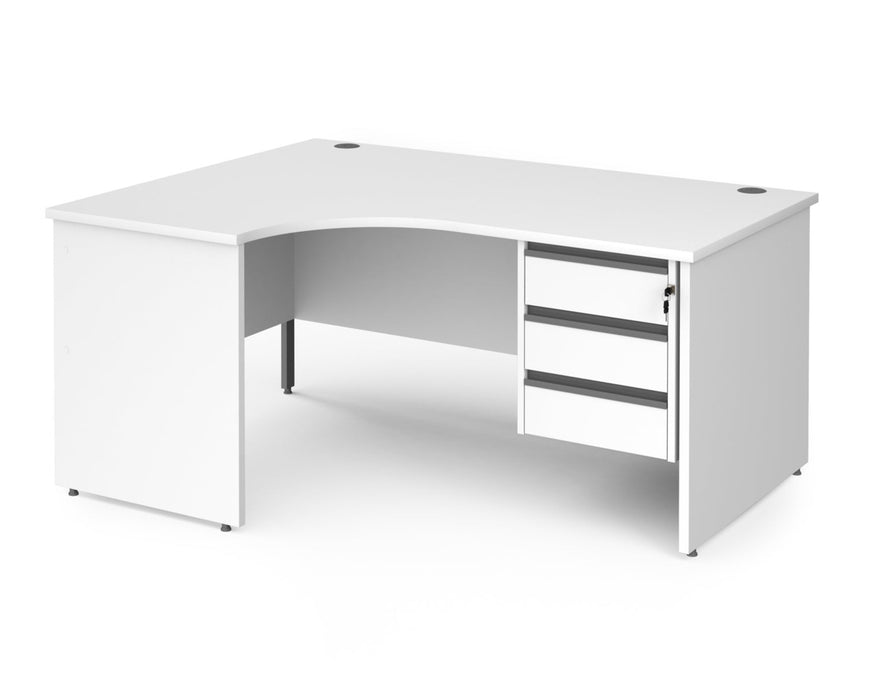 Contract 25 - Ergonomic Panel End Leg Desk with 3 Drawer Pedestal - Left Hand.