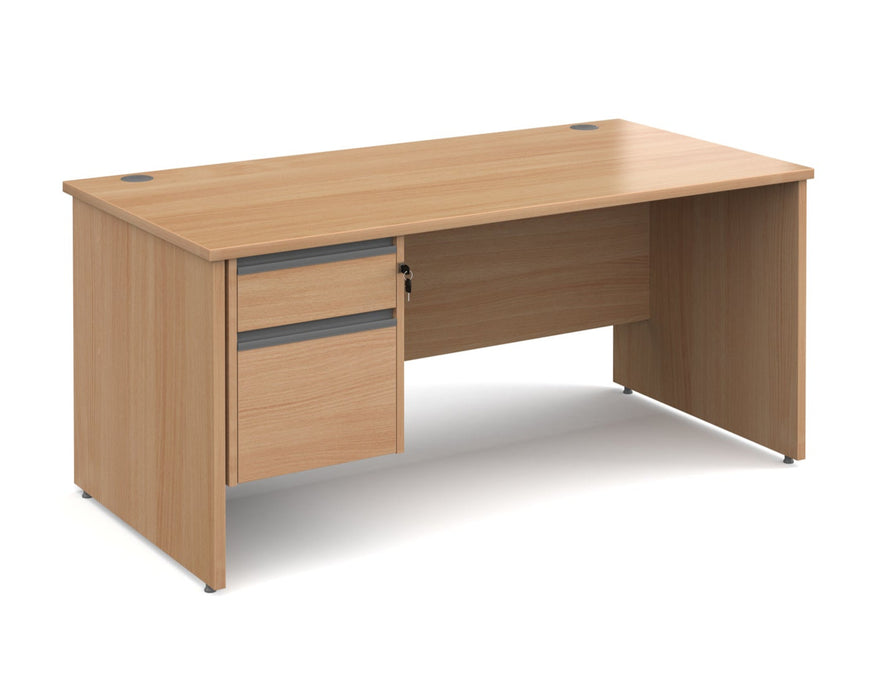 Contract 25 - Straight Desk with 2 Drawer Pedestal - Graphite Finger Pull Handles.