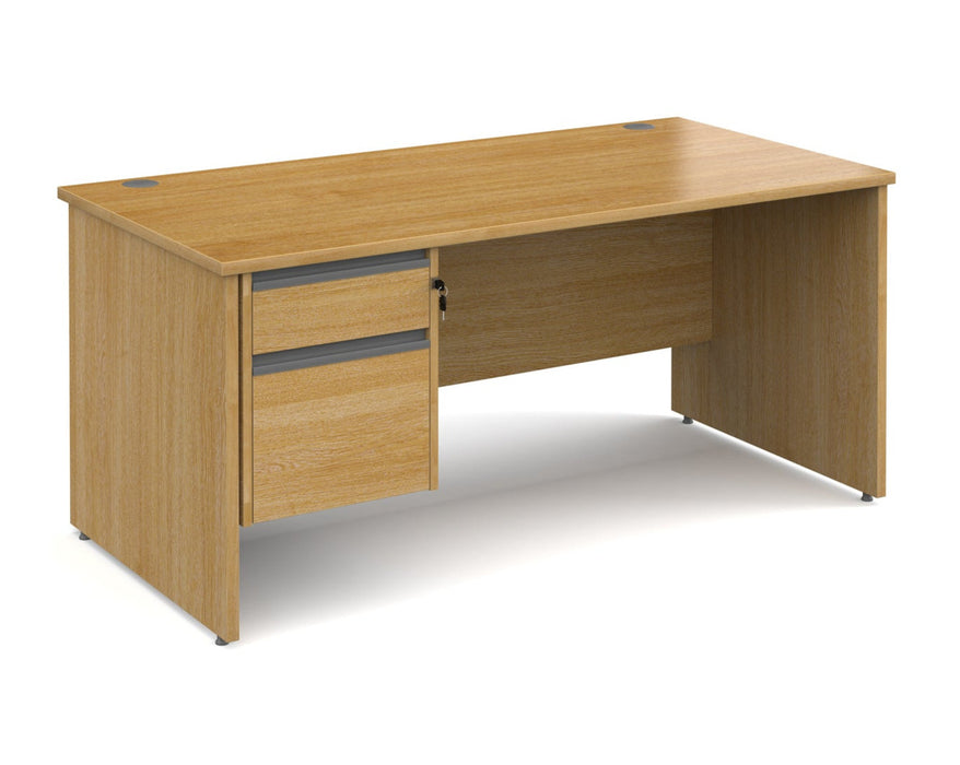 Contract 25 - Straight Desk with 2 Drawer Pedestal - Graphite Finger Pull Handles.