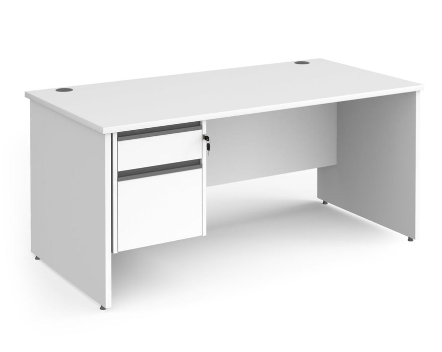 Contract 25 - Straight Desk with 2 Drawer Pedestal - Graphite Finger Pull Handles.