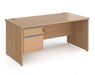 Contract 25 - Straight Desk with 2 Drawer Pedestal - Silver Finger Pull Handles.