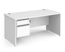 Contract 25 - Straight Desk with 2 Drawer Pedestal - Silver Finger Pull Handles.