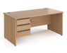 Contract 25 - Straight Desk with 3 Drawer Pedestal - Graphite Finger Pull Handles.