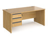 Contract 25 - Straight Desk with 3 Drawer Pedestal - Graphite Finger Pull Handles.